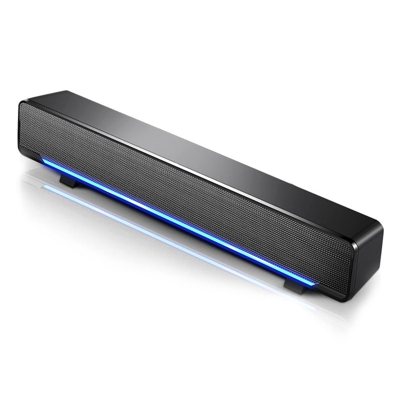 Wendry Computer Speakers,3.5mm Computer Sound Bass Surround Sound Box,USB Powered Portable Soundbar with 3D Stereo Sound and LED Breathing Light - Image 1
